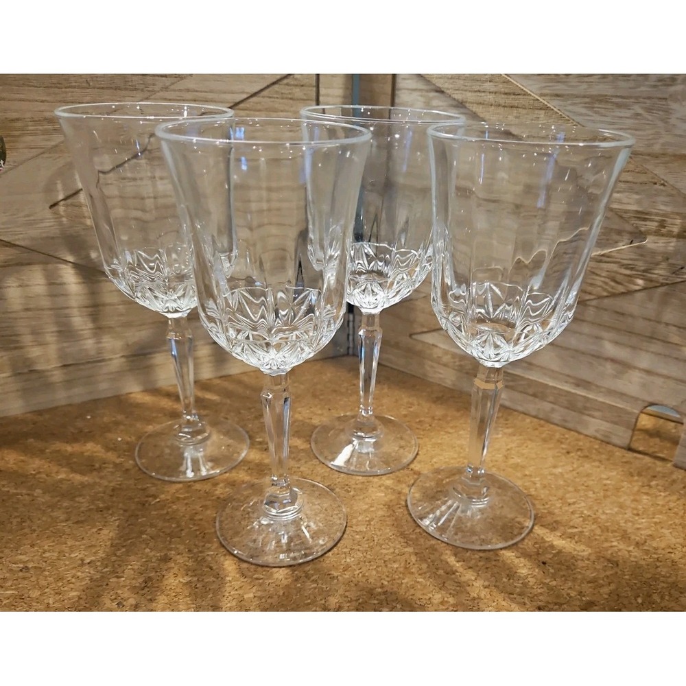 (4) Vtg St. George "American Heritage"  Lead Crystal Water Goblets 8"  10oz G56